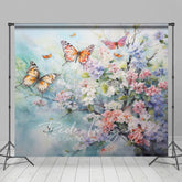 Aperturee - Aperturee Spring Colorful Floral Butterflies Photo Backdrop